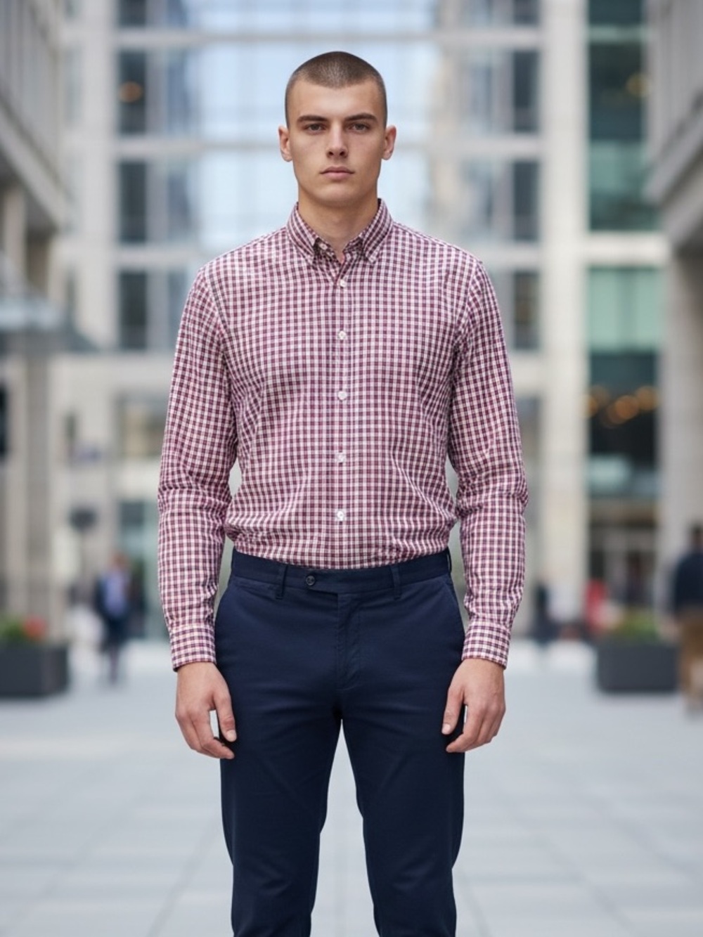 Banana Republic Classic Men's Red/Blue plaid Button-Down Shirt